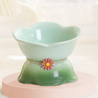 HKM-2104125 Ceramic Cat Bowl with Floral Gradient Design, 250ml Capacity, Multiple Color Options