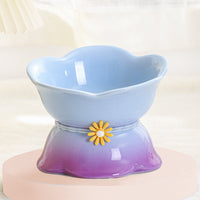 HKM-2104125 Ceramic Cat Bowl with Floral Gradient Design, 250ml Capacity, Multiple Color Options