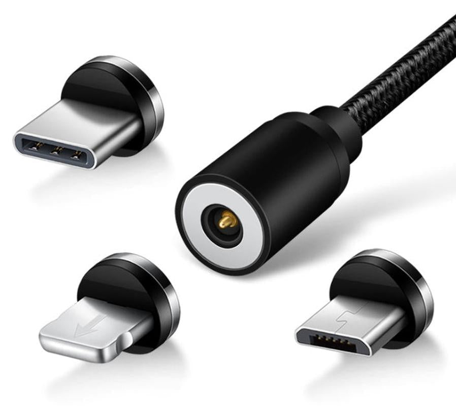 HKM-210451 Three-in-One Round Magnetic Charging Cable, 1m Length, Compatible with Apple, Android, and Type-C Devices
