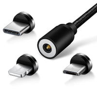 HKM-210451 Three-in-One Round Magnetic Charging Cable, 1m Length, Compatible with Apple, Android, and Type-C Devices