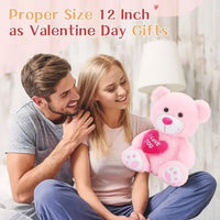 HKM-210515 12-Inch Pink Soft Plush Teddy Bear Toy for Kids and Adults - Ideal Valentine's Day Gift