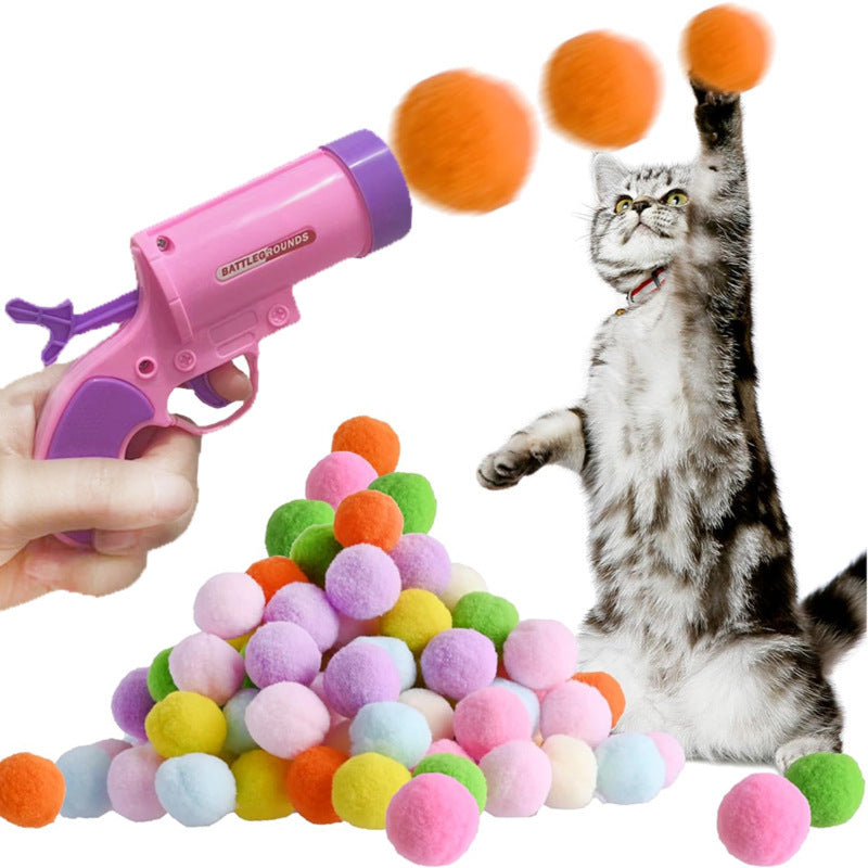 HKM-210515 Cat Toy Pompons Gun Mute Ball