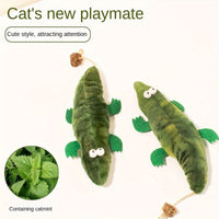 HKM-2105405 Durable Plush Alligator Catnip Toy with Peppermint Scent for Oral Care and Stress Relief