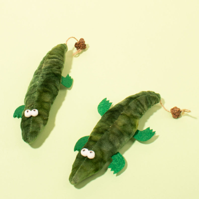 HKM-2105405 Durable Plush Alligator Catnip Toy with Peppermint Scent for Oral Care and Stress Relief