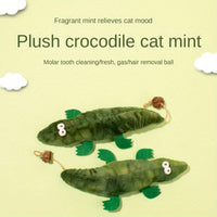 HKM-2105405 Durable Plush Alligator Catnip Toy with Peppermint Scent for Oral Care and Stress Relief