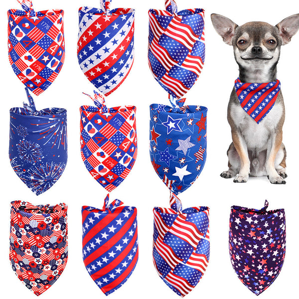 HKM-2105533 Independence Day Pet Triangle Drool Towel Bib for Small to Large Dogs and Cats