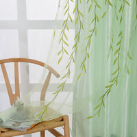HKM-210771 Transparent Printed Organza Curtains with Plant Design - 100cm x 200cm