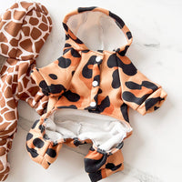 HKM-2108477 Leopard and Giraffe Print Four-Legged Pet Traction Clothing in Various Sizes