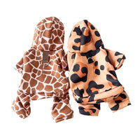 HKM-2108477 Leopard and Giraffe Print Four-Legged Pet Traction Clothing in Various Sizes