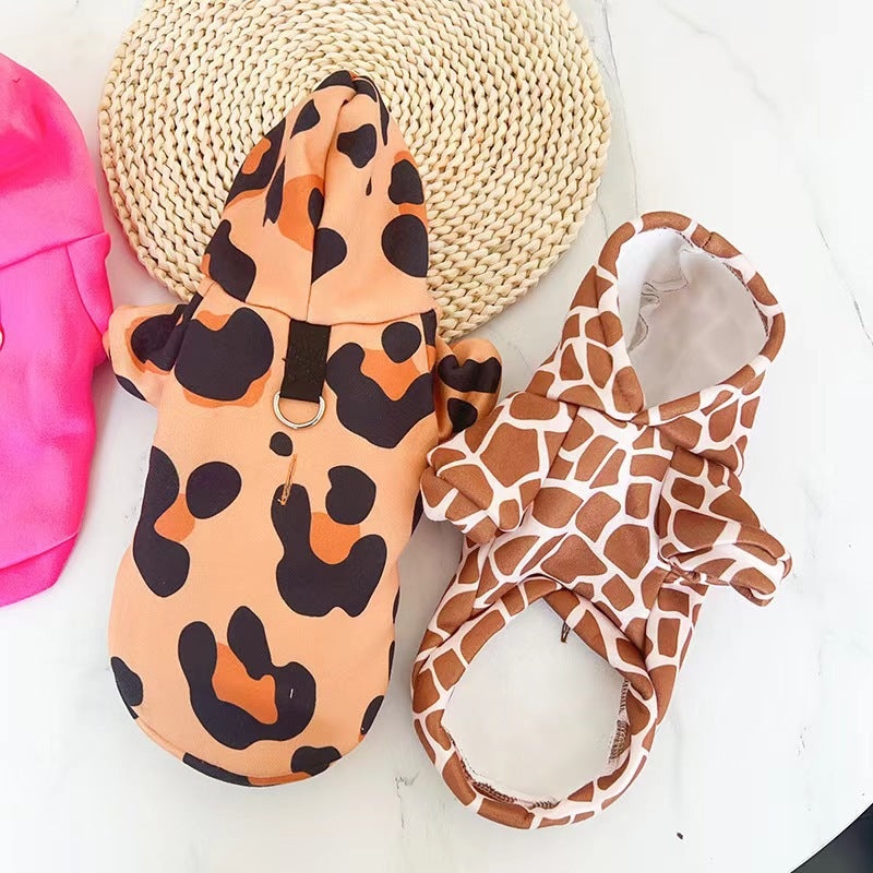 HKM-2108477 Leopard and Giraffe Print Four-Legged Pet Traction Clothing in Various Sizes