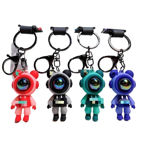 HKM-210899 Kawaii Astronaut 3D PVC Keychain Ring – Cute Cartoon Accessory for Keys