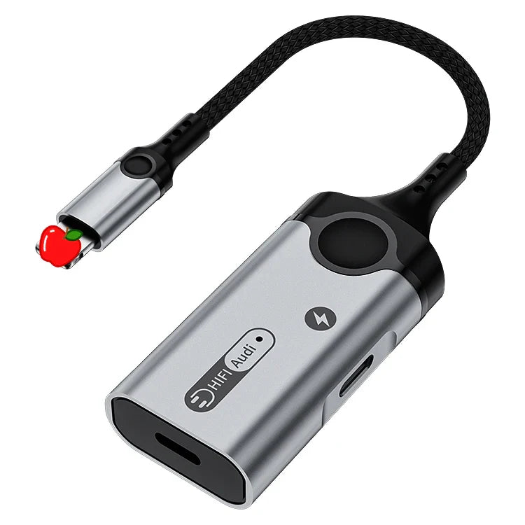 HKM-210963 Lightning to 3.5mm Headphone Jack and Charger Adapter for iPhone – Dual Function Audio and Charging Splitter