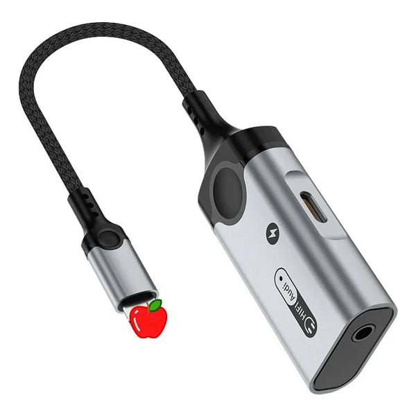 HKM-210963 Lightning to 3.5mm Headphone Jack and Charger Adapter for iPhone – Dual Function Audio and Charging Splitter