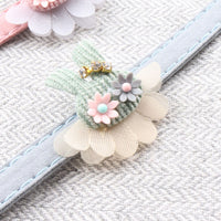 HKM-2109885 Pure Color Ribbon Pet Collar for Cats with Bell - Available in Gray, Brown, Light Blue, Khaki, and Pink