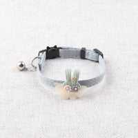 HKM-2109885 Pure Color Ribbon Pet Collar for Cats with Bell - Available in Gray, Brown, Light Blue, Khaki, and Pink