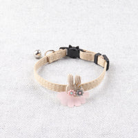 HKM-2109885 Pure Color Ribbon Pet Collar for Cats with Bell - Available in Gray, Brown, Light Blue, Khaki, and Pink