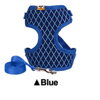 HKM-2112957 Rhinestone-Embellished Mesh Pet Harness and Leash for Small Pets - Breathable and Adjustable Outdoor Walking Set