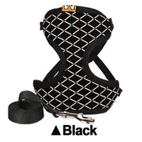 HKM-2112957 Rhinestone-Embellished Mesh Pet Harness and Leash for Small Pets - Breathable and Adjustable Outdoor Walking Set