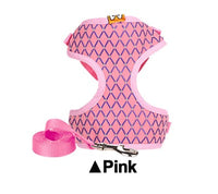 HKM-2112957 Rhinestone-Embellished Mesh Pet Harness and Leash for Small Pets - Breathable and Adjustable Outdoor Walking Set