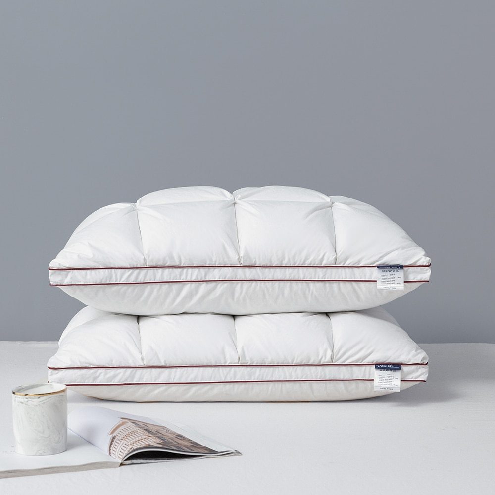 HKM-211347 White Goose Down Pillow, Rectangular Shape, 15.1-20cm Core Height, 100% Cotton Fabric