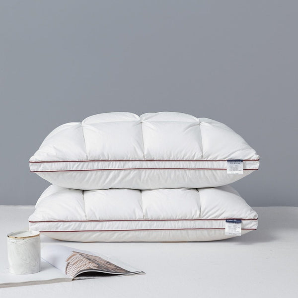 HKM-211347 White Goose Down Pillow, Rectangular Shape, 15.1-20cm Core Height, 100% Cotton Fabric