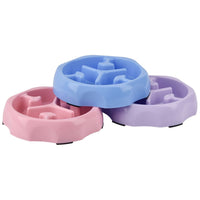 HKM-2113853 Round Slow Feeding Bowl for Pets - Available in Blue, Purple, Pink, and Black - Ideal Pet Tableware