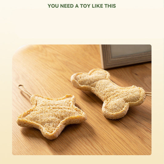 HKM-2114493 Durable Loofah Chew Toy for Puppies – Star and Bone Shape Teething Aid