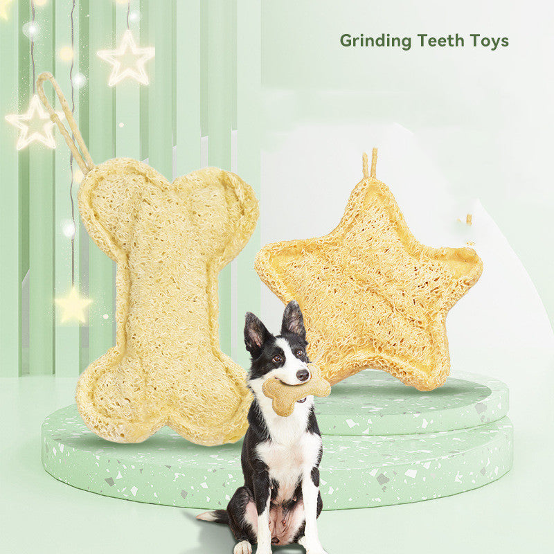 HKM-2114493 Durable Loofah Chew Toy for Puppies – Star and Bone Shape Teething Aid