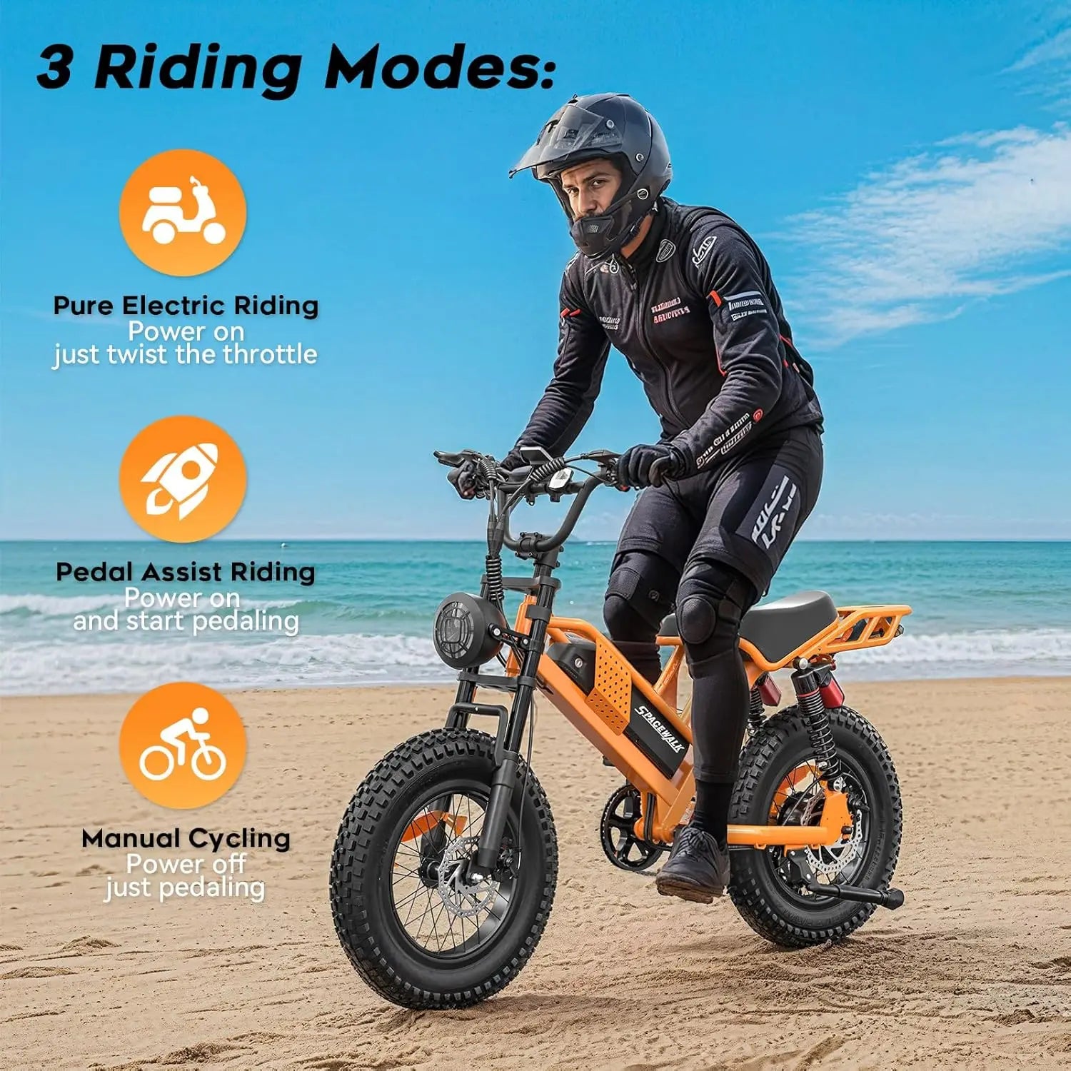 HKM-211539 20 Inch 750W Electric Fat Tire Bike with Hydraulic Disc Brakes and 7-Speed Gears
