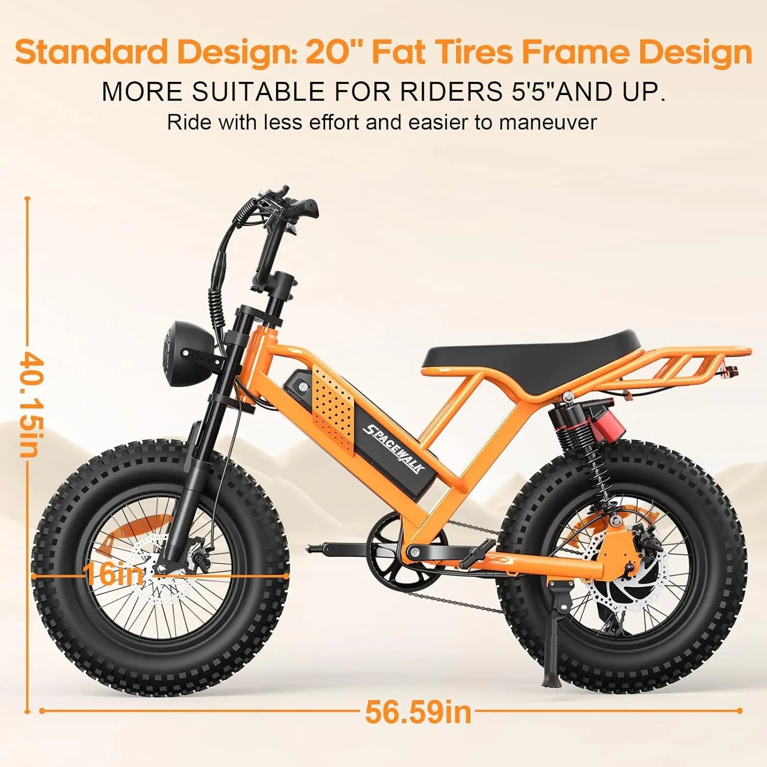 HKM-211539 20 Inch 750W Electric Fat Tire Bike with Hydraulic Disc Brakes and 7-Speed Gears