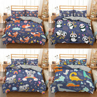 HKM-211539 3D Cartoon Print Bedding Set, Three-Piece Quilt Cover with Pillowcases, Polyester Fiber Fabric