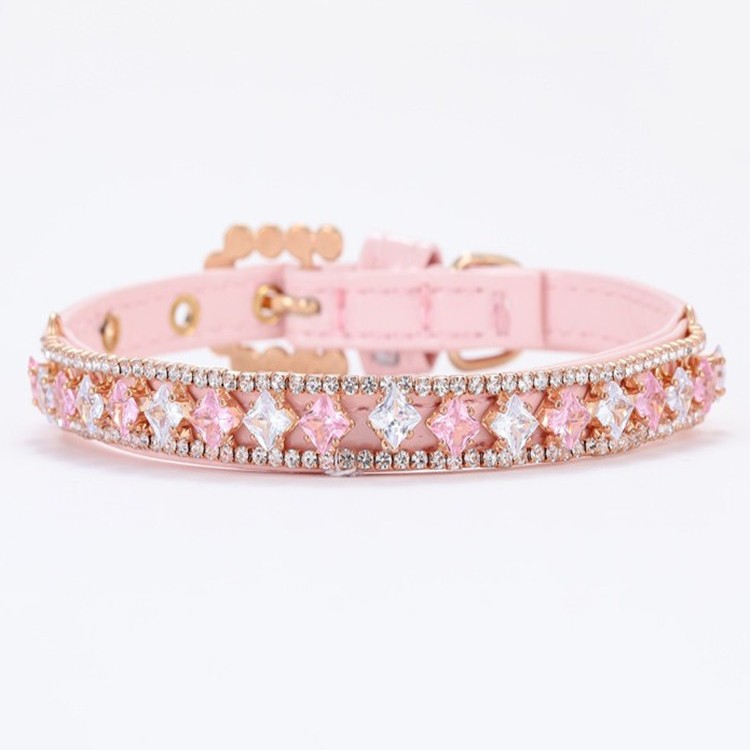 HKM-2115645 Cat Pearl Necklace and Dog Chain - Available in Pink and White, Sizes XS to L