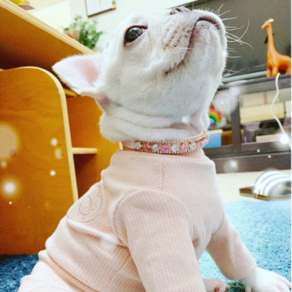 HKM-2115645 Cat Pearl Necklace and Dog Chain - Available in Pink and White, Sizes XS to L