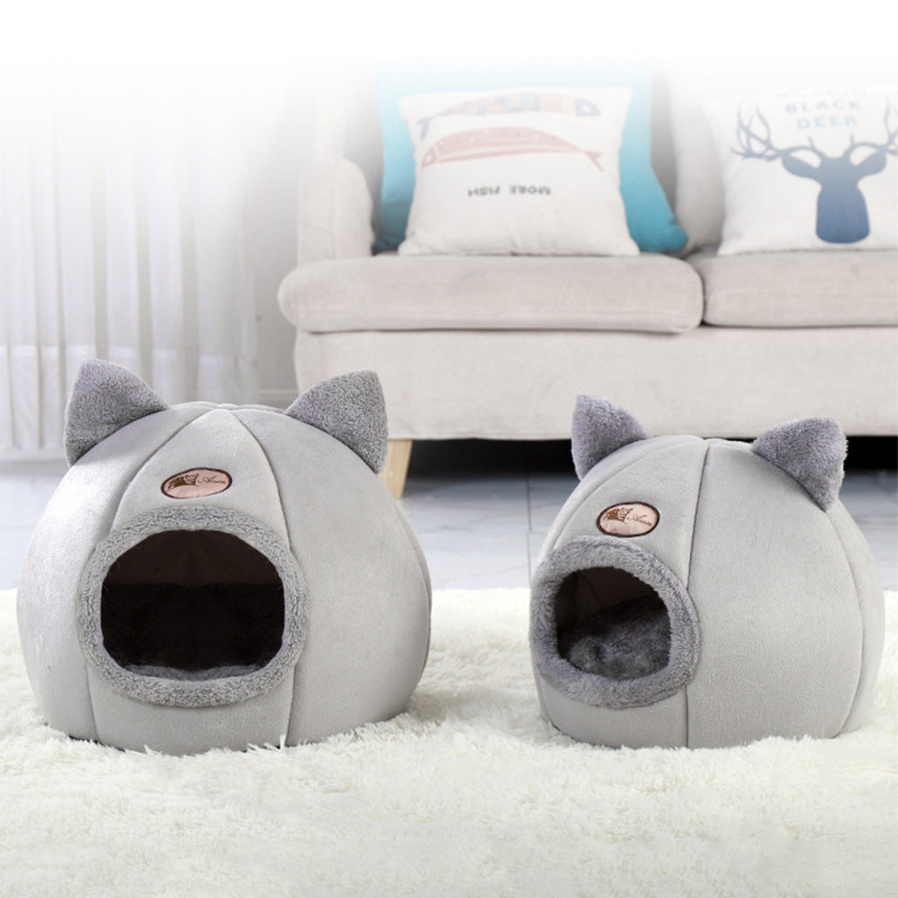HKM-2116925 Large Fully Enclosed Winter Nest for Cats - Warm and Cold Proof Sofa Design