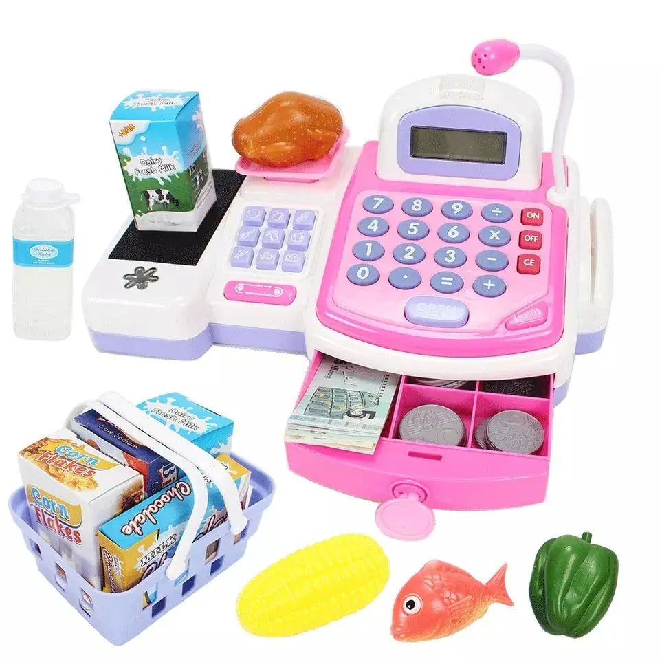 HKM-211731 Supermarket Cash Register Toy with Mini Accessories for Kids 2-14 Years, EPT Model EPT608354/EPT608370