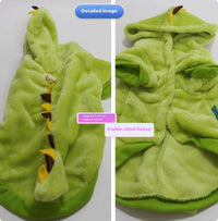 HKM-2118077 Velvet Thermal Hooded Sweatshirt for Pets - Double-sided Transforming Dinosaur Design, Multiple Sizes Available