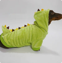HKM-2118077 Velvet Thermal Hooded Sweatshirt for Pets - Double-sided Transforming Dinosaur Design, Multiple Sizes Available
