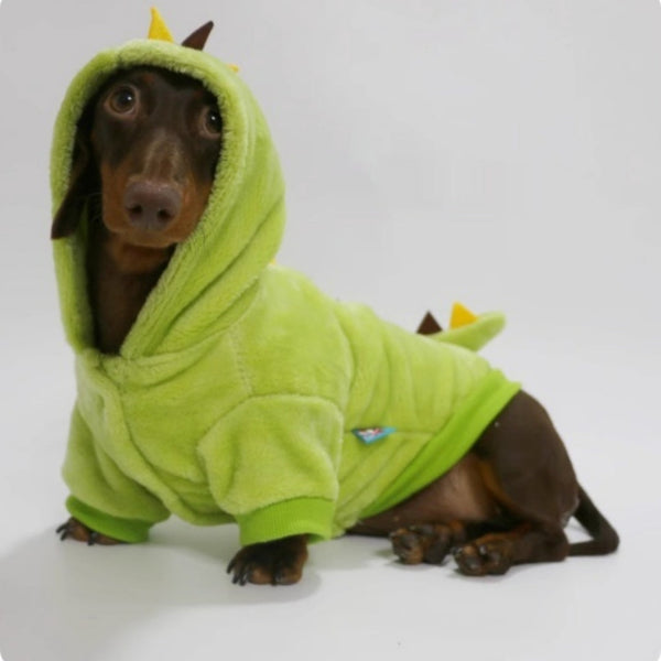 HKM-2118077 Velvet Thermal Hooded Sweatshirt for Pets - Double-sided Transforming Dinosaur Design, Multiple Sizes Available