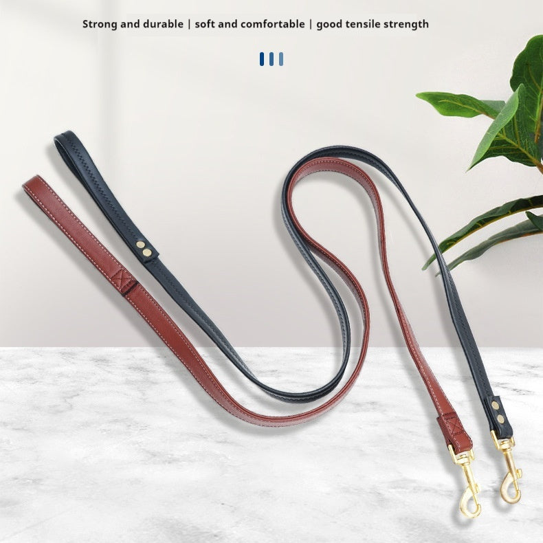 HKM-2119229 Durable PU Leather Pet Traction Belt in Black and Maroon