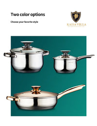 HKM-211923 Stainless Steel Non-Stick Cookware Set - 12-Piece Cooking Pots and Pans Kitchen Set
