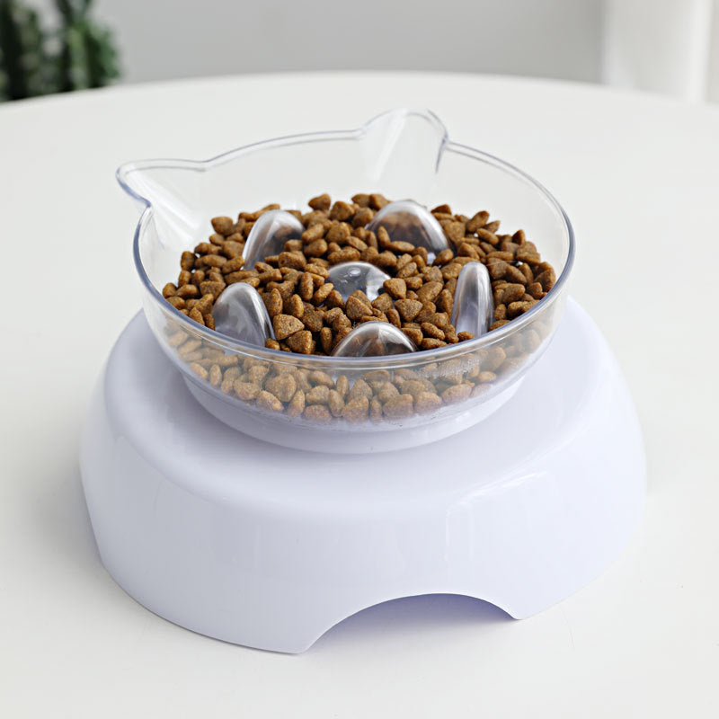 HKM-2119613 Transparent Plastic Cat Bowl with Oblique Mouth Design for Cervical Spine Protection