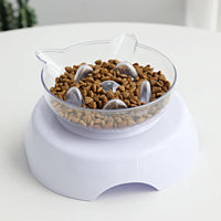 HKM-2119613 Transparent Plastic Cat Bowl with Oblique Mouth Design for Cervical Spine Protection