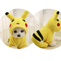 HKM-212051 Cozy Fleece Cat Costume Hoodie for Autumn and Winter - Cute Cartoon Pajamas for Cats and Small Dogs