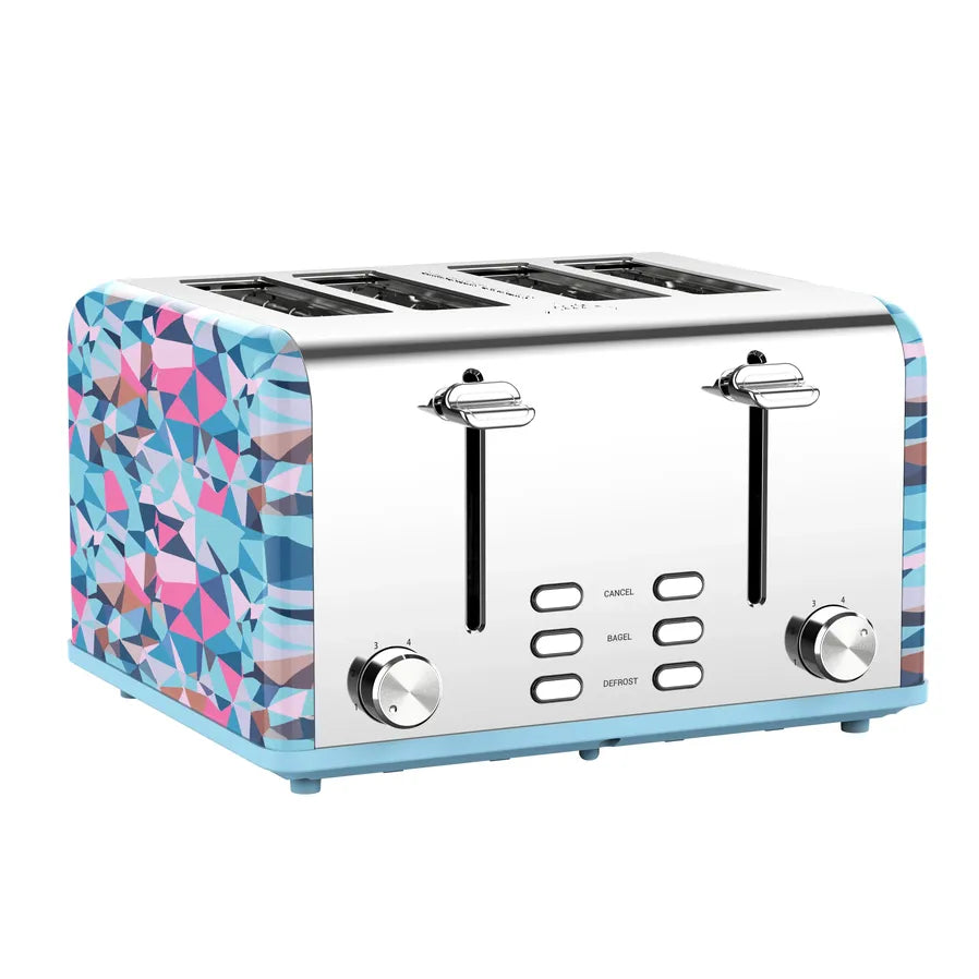 HKM-212115 Extra Wide 4-Slice Retro Toaster with Reheat, Defrost, Cancel Functions and 6 Browning Levels