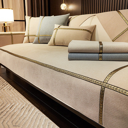 HKM-212115 Universal Chenille Non-Slip Sofa Cushion Cover - Available in Multiple Sizes and Solid Colors