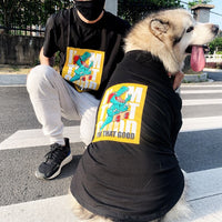 HKM-2121789 Cute Parent-Child Anti-Fluff Pet Clothes with Skateboard Dinosaur Print in Stylish Cotton