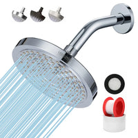 HKM-212243 Chrome Rainfall High Pressure Shower Head V-33020, 6 Inch Wall Mount, ABS & Brass Material, TPR Nozzles