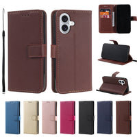 HKM-212307 Solid Color Leather Flip Card Holder Case for iPhone - Shockproof, Heat Dissipating, Anti-Wear Design in Various Colors