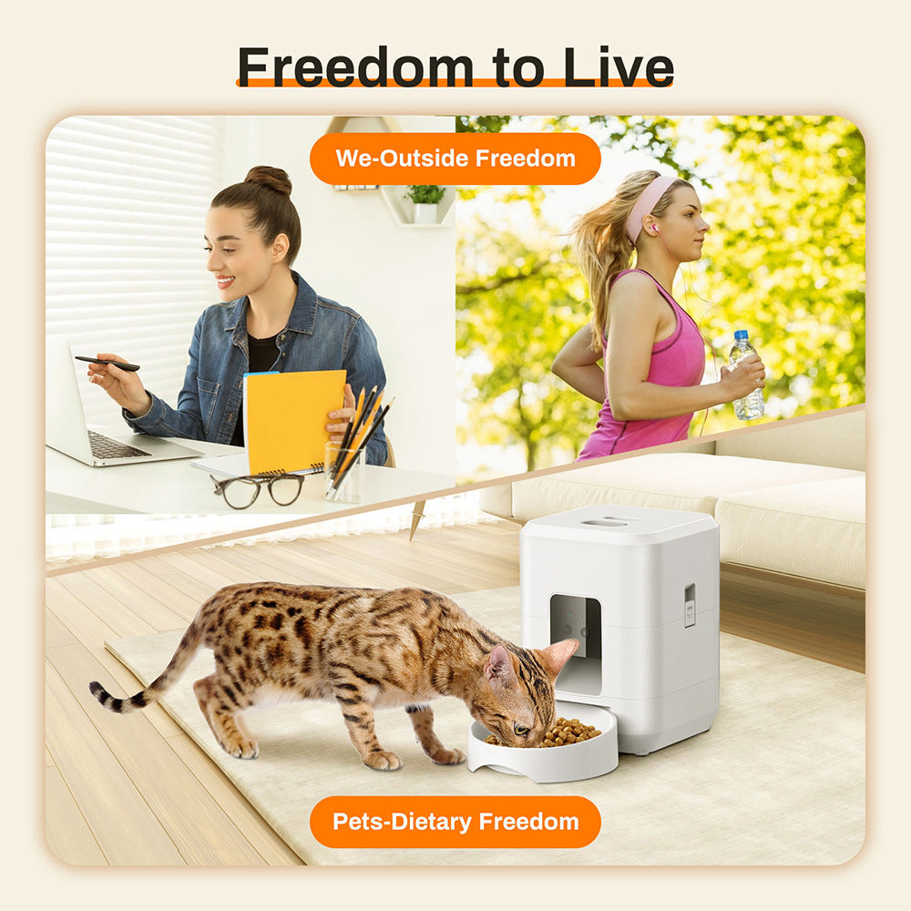 HKM-2123197 2L WiFi Pet Feeder for Dogs and Cats with Timer - White and Black Options
