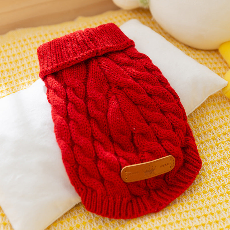 HKM-2123965 Twisted Knitted Sweater for Dogs - Autumn/Winter Collection in Various Colors and Sizes